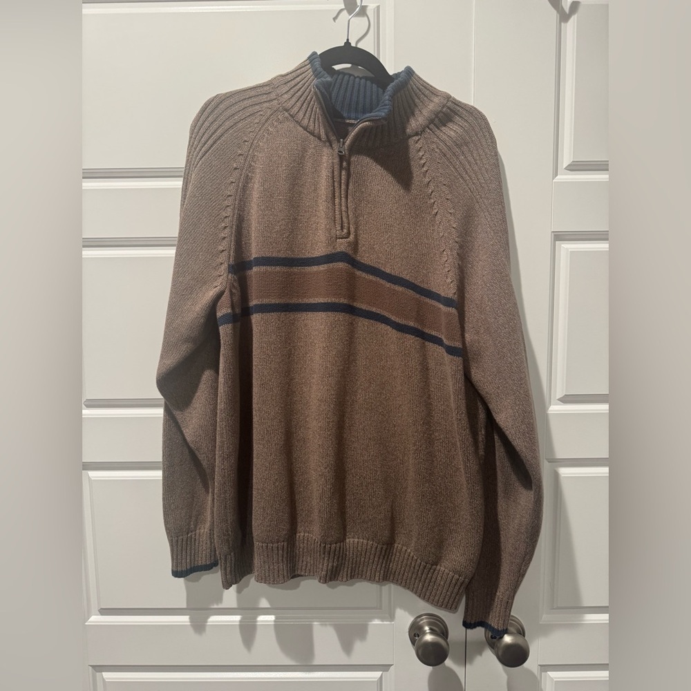 Vintage Columbia Brown Knit Quarter Zip Men’s Long Sleeve Sweater Size X-Large